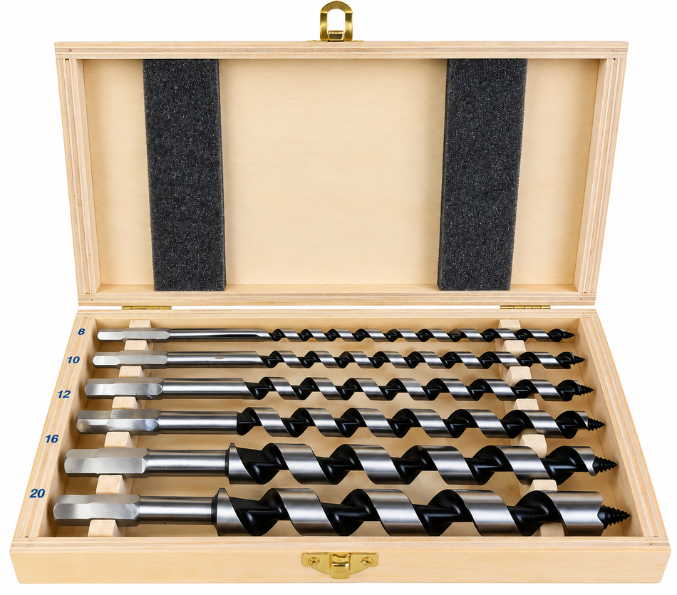 STANFORD Schlangenbohrer-Set für Holz mit Sechskantschaft (6-teilig, Ø 6–20 mm, 230 mm) 02516