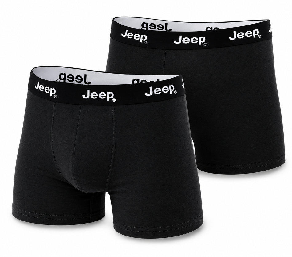 JEEP Herren Boxershorts SCHWARZ (2er-Pack) Baumwolle [Gr. wählbar]