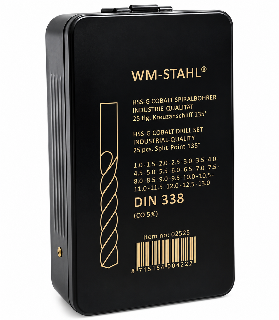 WM-STAHL Metallbohrer-Satz HSS-Co in Kassette (25-teilig, Ø 1–13 mm) 02525