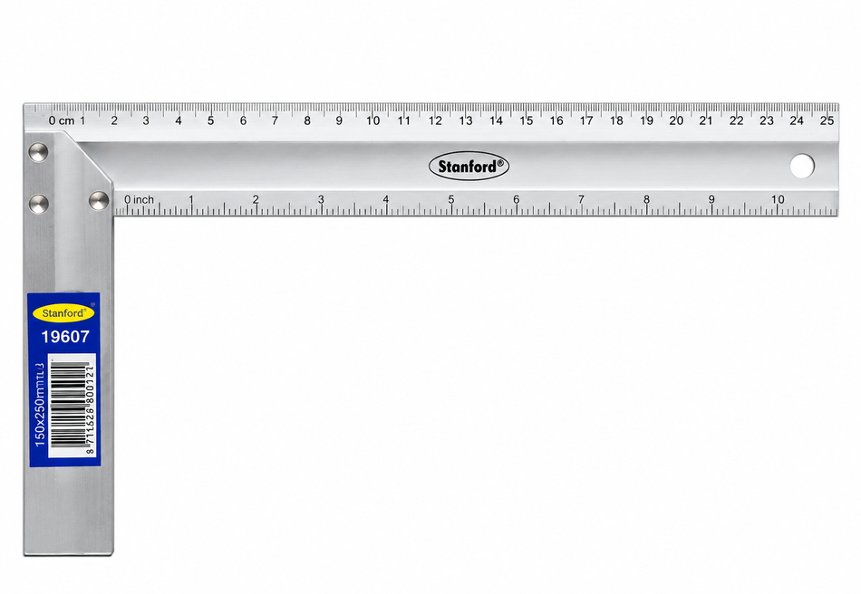 STAHLKAISER Aluminium Schreiner-Winkel (25cm, metrisch, mit Wasserwaage)