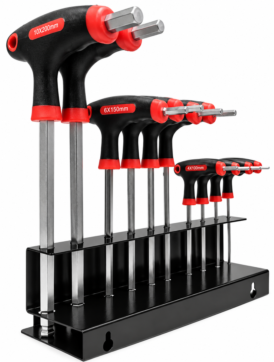 STAHLKAISER T-Griff Sechskant-Schraubendreher Satz (10-teilig, mit Metallhalter)