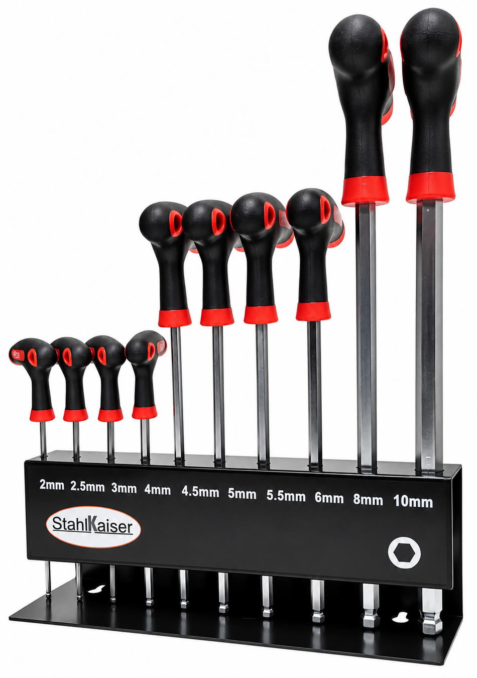 STAHLKAISER T-Griff Sechskant-Schraubendreher Satz (10-teilig, mit Metallhalter)