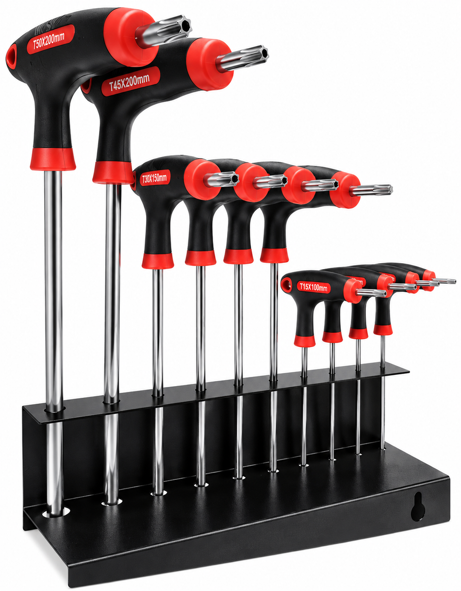 STAHLKAISER T-Griff Torx-Schraubendreher Satz (10-teilig, mit Metallhalter)