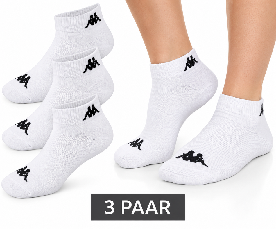 KAPPA Sneaker-Socken (3 Paar) WEIß mit Logo aus Baumwolle [Gr. wählbar]