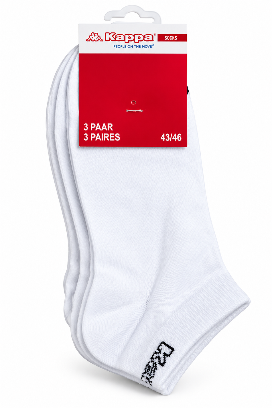 KAPPA Sneaker-Socken (3 Paar) WEIß mit Logo aus Baumwolle [Gr. wählbar]