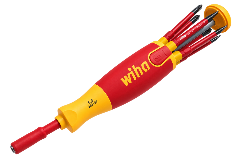 WIHA VDE-Magazin-Schraubendreher 'LiftUp electric' mit 6 SlimBits (1000 V) 283109