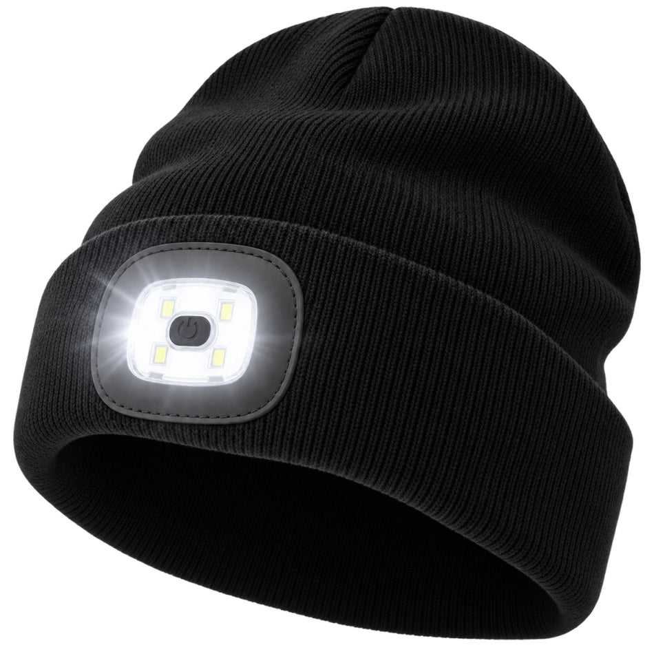 PROCERA LED-Strickmütze mit USB-Aufladung und 3 Leuchtstufen 'LED BLACK' (Schwarz)