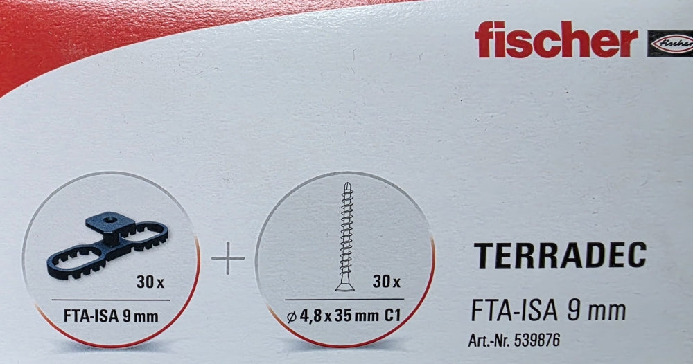 30x FISCHER Terassendielen Abstandshalter 'Terradec FTA-ISA 9mm' unsichtbar