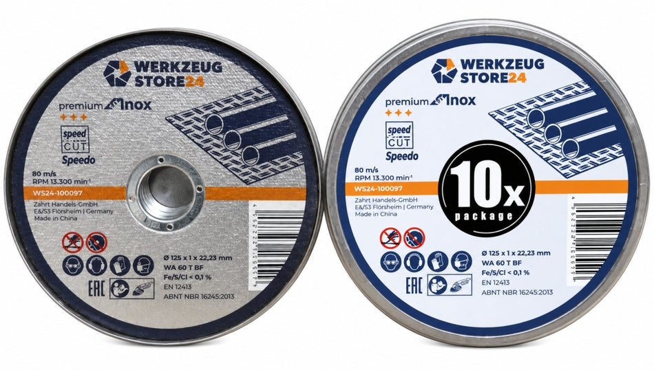 WS24 10x Metalltrennscheibe 'FastCut Inox' (Ø 125 x 1 x 22,23) in Metalldose 