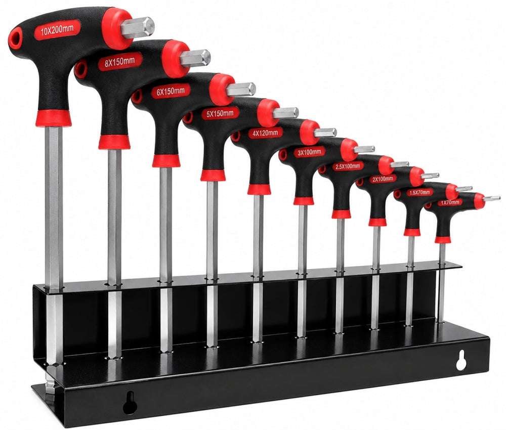 STAHLKAISER T-Griff Sechskant-Schraubendreher Satz (10-teilig, mit Metallhalter)