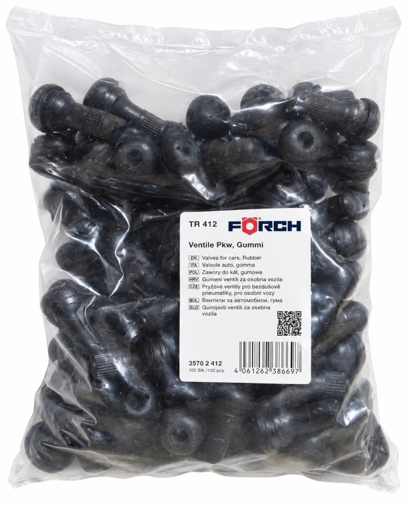 100x FÖRCH PKW Gummi Reifenventile 'TR 412'
