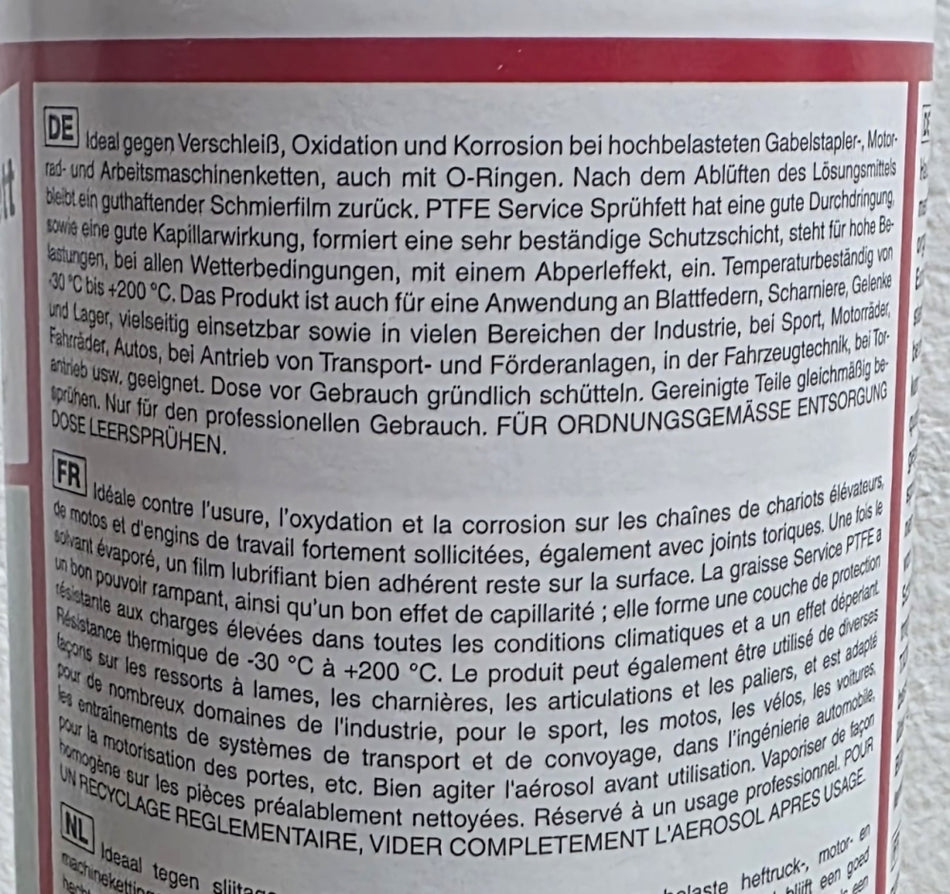 PTFE Service Sprühfett (500ml) 