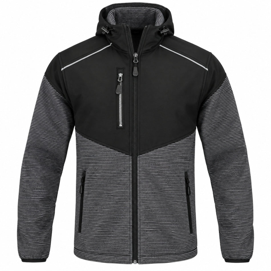 L.HOLLMAN Übergangs-Arbeitsjacke 'HERRING' (Softshell, 280 g/m², Schwarz) [Gr. wählbar]