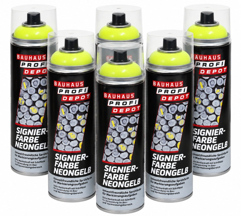 6x PROFI DEPOT Schreib-Markierspray GELB (6 x 500ml)