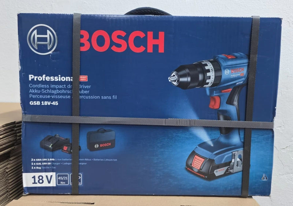 BOSCH 18V Akku-Bohrschrauber GSB 18V-45 (2x2,0Ah) 45Nm in Tasche NEU