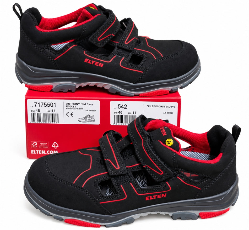 ELTEN Sicherheitssandale 'Anthony Red Easy ESD S1' (Gr. 46)