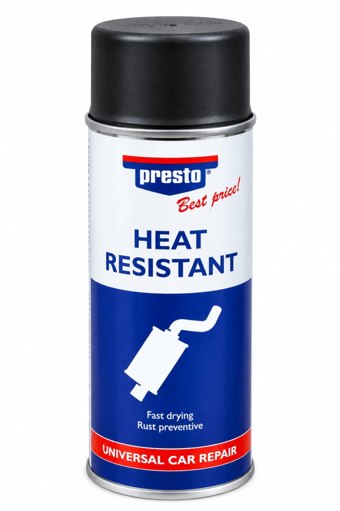 PRESTO Thermo-Schwarz Hitzebeständiger Sprühlack (800 °C, Schwarz matt) [Menge wählbar]