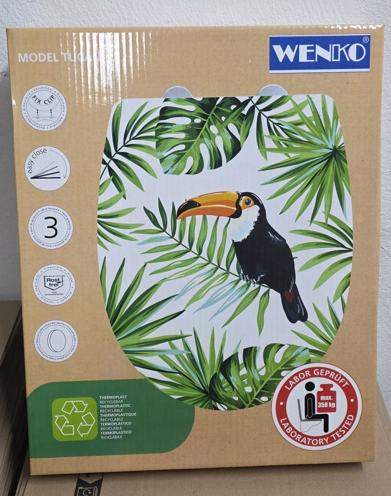 WENKO WC-Sitz Absenkautomatik (Motiv: Tucan) Toilettendeckel