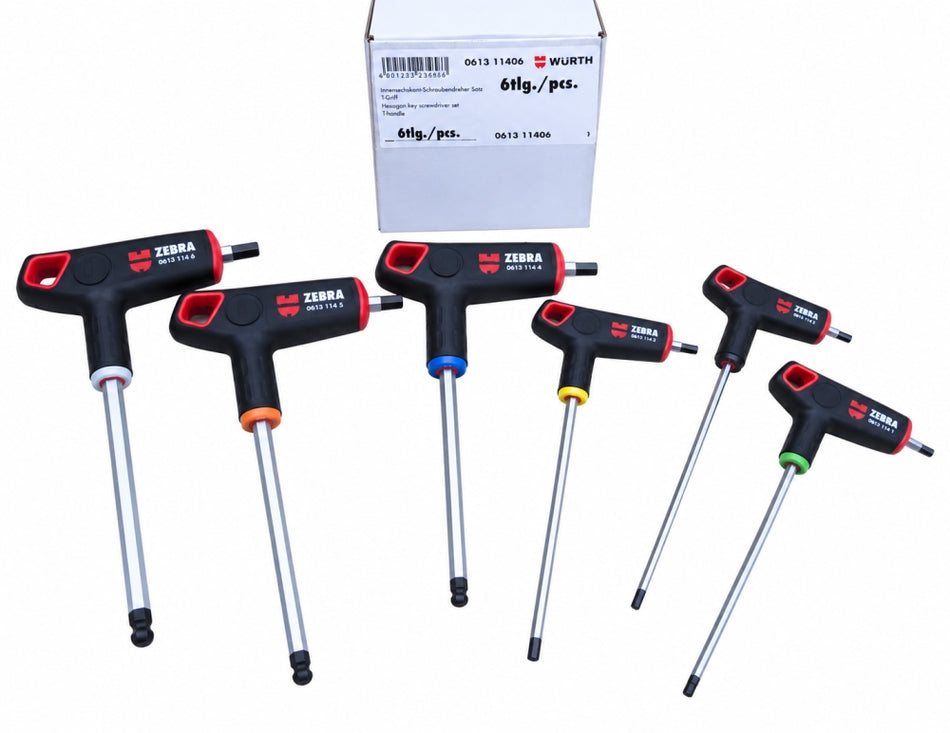 WÜRTH T-Griff Innensechskant-Schraubendreher-Satz 6-teilig 2K (061311406)
