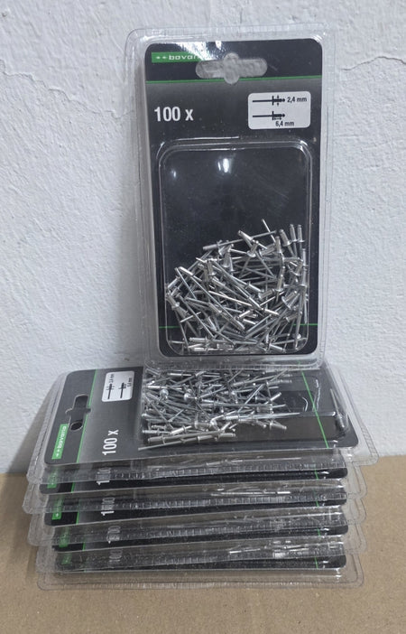 600x Blindnieten Aluminium (Ø 2,4 x 6,4mm)