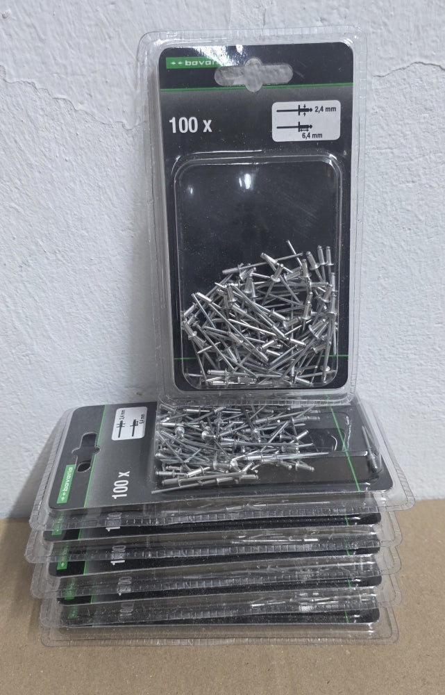 600x Blindnieten Aluminium (Ø 2,4 x 6,4mm)