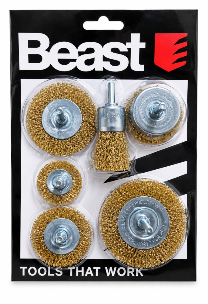 BEAST Drahtbürsten Set mit Schaft (6-teilig)