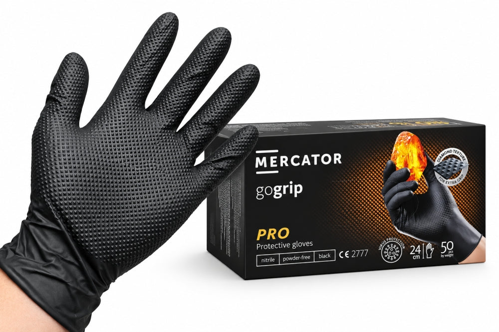 MERCATOR Nitrilhandschuhe schwarz 'GoGrip Pro'