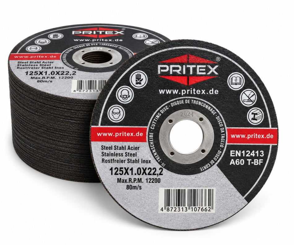 100x PRITEX Metalltrennscheiben (Ø 125 x 1,0 x 22,23 mm)