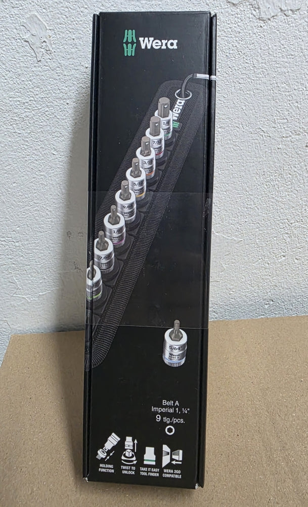 WERA HEX Steckschlüssel Satz zöllisch + Haltefunktion (1/4", 5/64-1/4", 9-teilig) Belt A Imperial 1