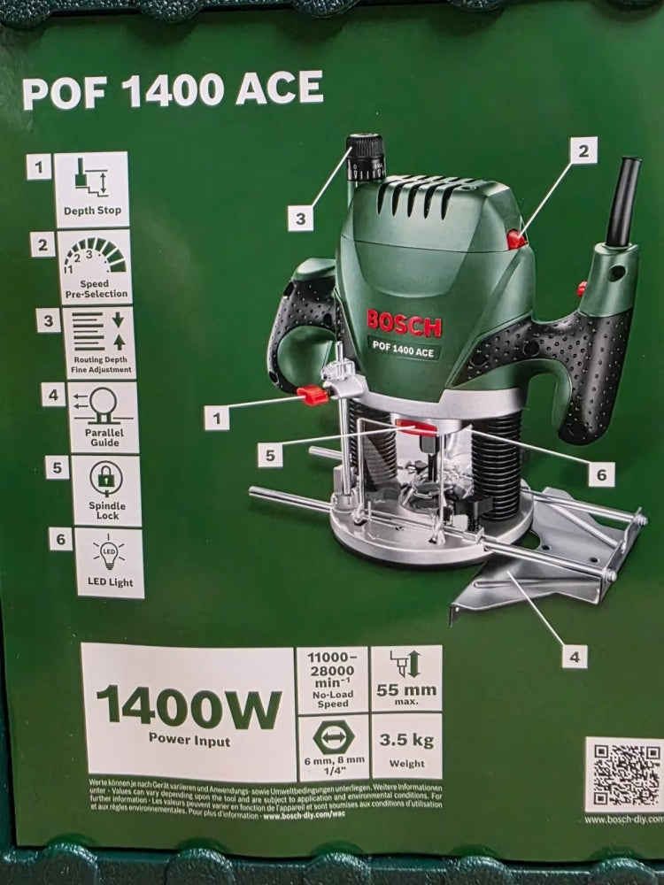 BOSCH Oberfräser 'POF 1400 ACE' (1400 Watt im Koffer) NEU