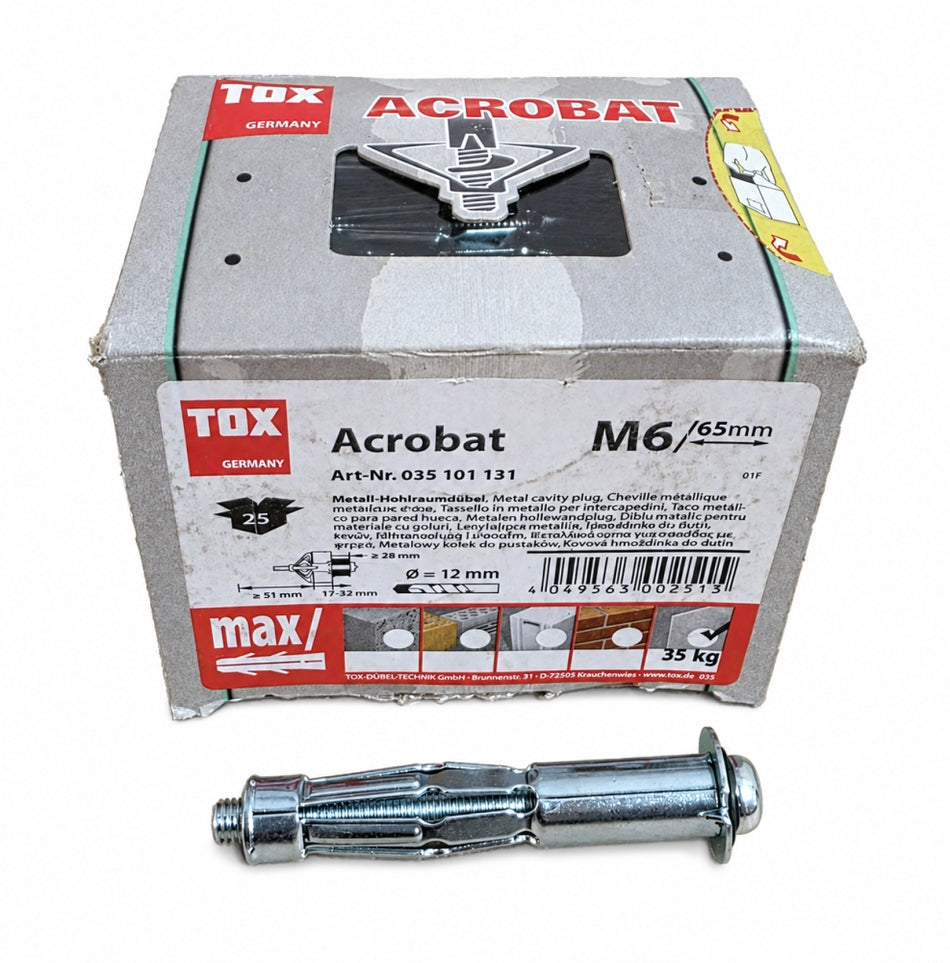 TOX Metall-Hohlraumdübel Acrobat M6 x 65 mm verzinkt (25 Stück)