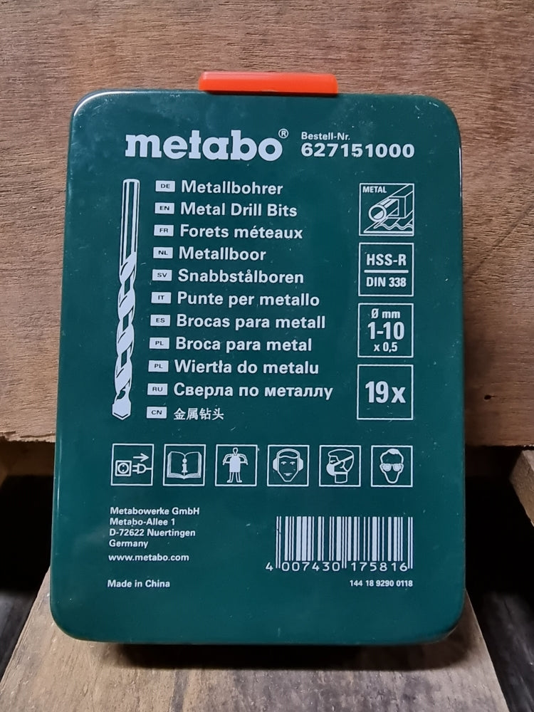 METABO Metallbohrer Set HSS-R (19-teilig, Ø 1-10mm)