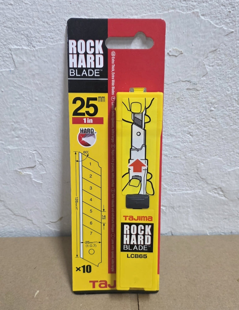 10x TAJIMA Abbrechklingen 25 mm 'Rock Hard Blades' (0,7 mm stark) LCB65