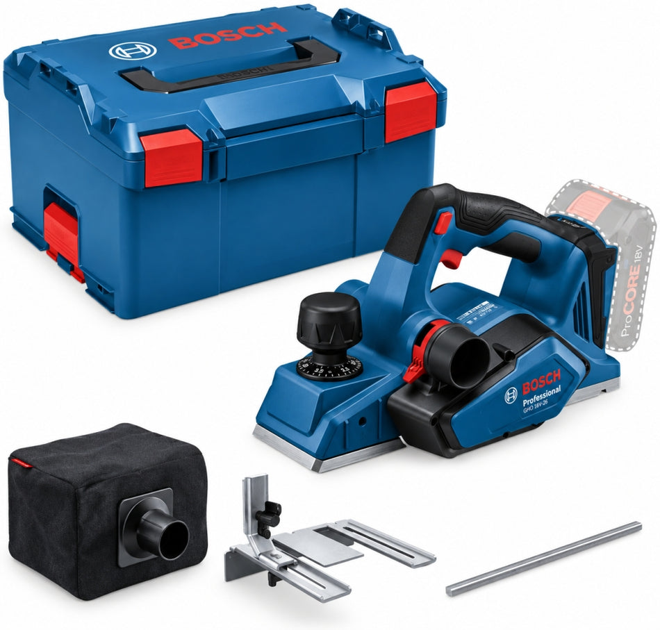 BOSCH PROFESSIONAL Akku-Hobel 'GHO 18V-26' (18V, 82mm, 2,6mm, Solo, ohne Akku, L-BOXX)