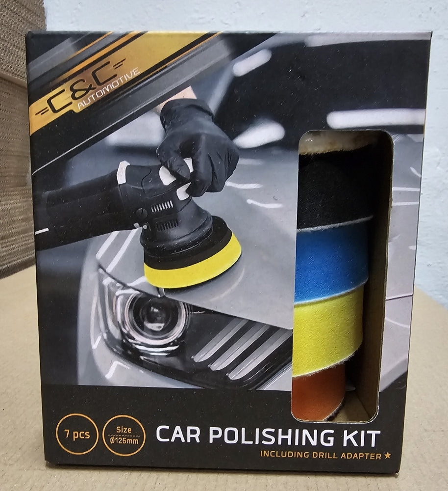 Auto-Polierschwamm Set (7-teilig, Ø 125mm) mit Klettteller