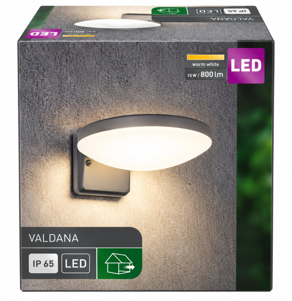 OBI Außenwandleuchte LED 'Valdana' Aluminium dunkelgrau (10 W, 800 lm, 3000 K, IP65)