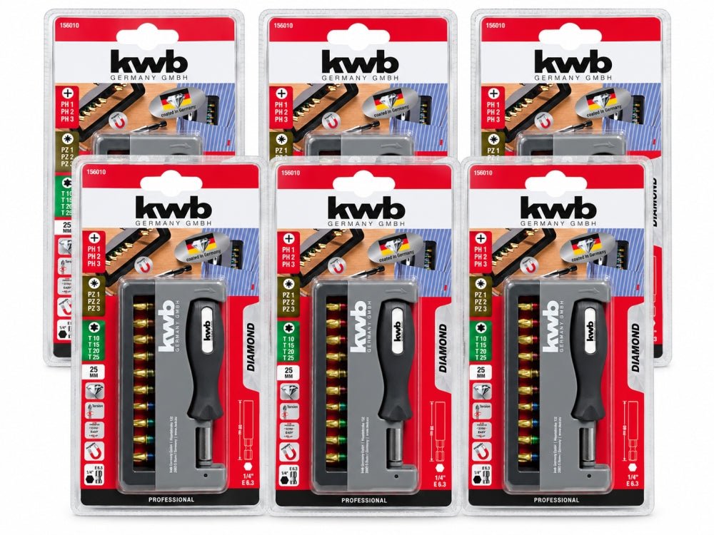 6x KWB Bit-Satz 'DIAMOND' mit Magnethalter (11-teilig)