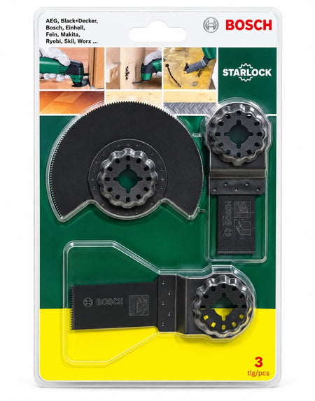BOSCH Starlock Starter-Set 'Holz' (3-teilig, für Multifunktionsgeräte) 2607017323