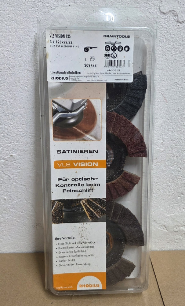 3x RHODIUS Sicht-Lamellenschleifscheiben 'VLS VISION 125' Ø 125 x 22,23 mm - 209783