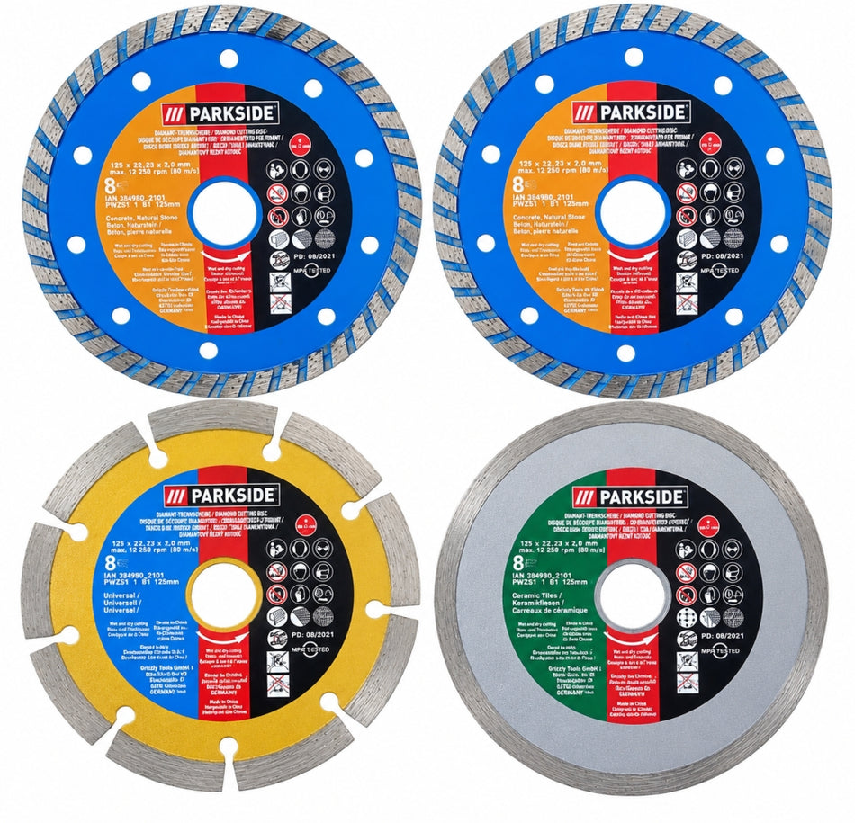 PARKSIDE Diamanttrennscheiben Set 4-teilig (Ø 115 x 22,23mm)