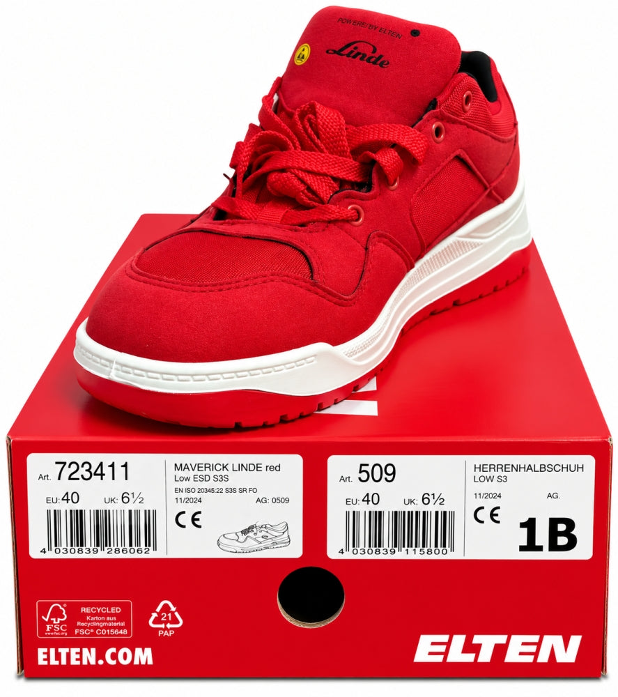 ELTEN Sicherheitsschuhe 'Maverick Red Low S3' ROT (Gr. 40)