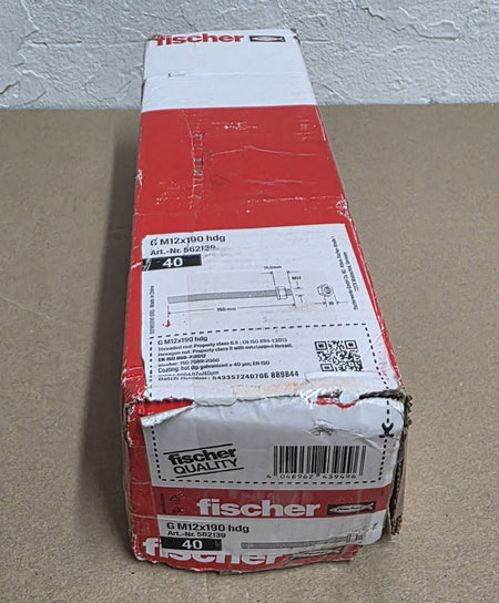 40x FISCHER Gewindestange (M12 x 190 mm, feuerverzinkt) 562139