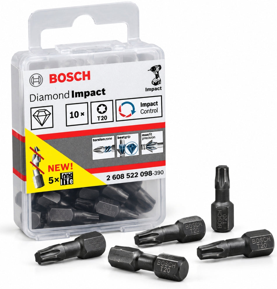 10x BOSCH Diamond Impact Torx Bit (T20 x 25mm)