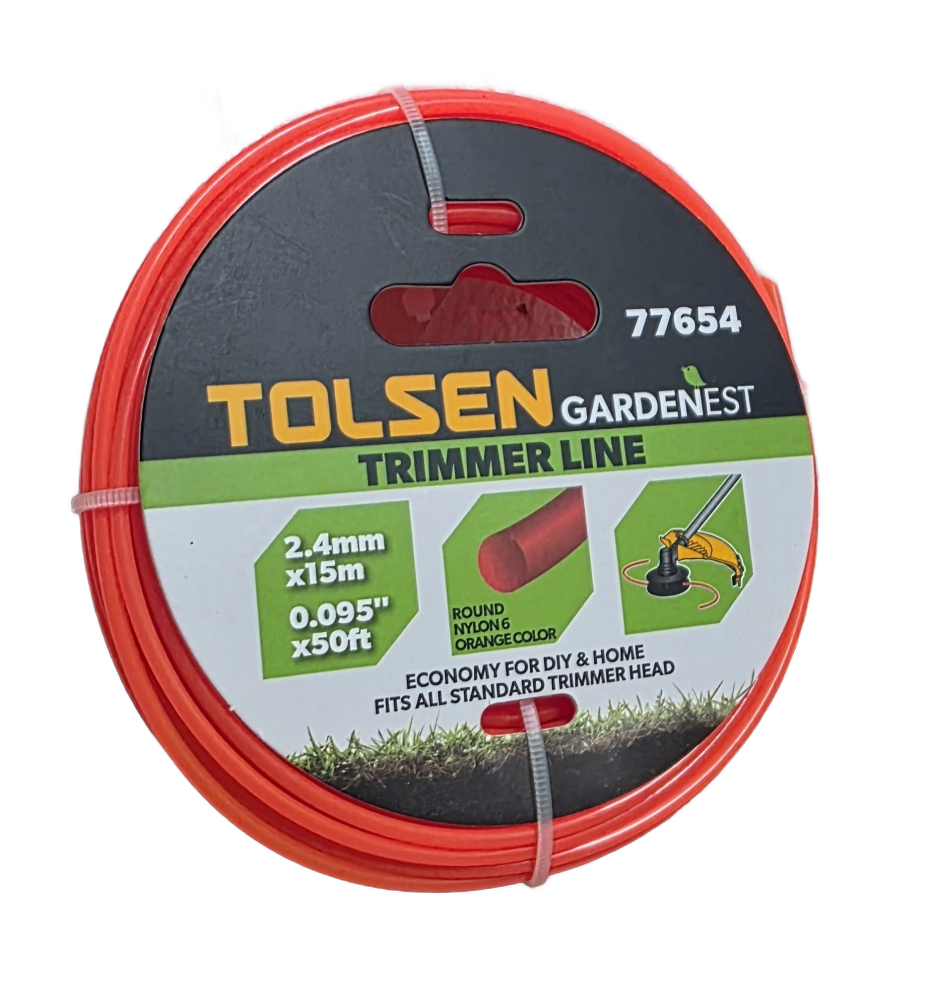 TOLSEN Trimmerfaden 2,4 mm x 15 m, rund, orange (Nylon 6)