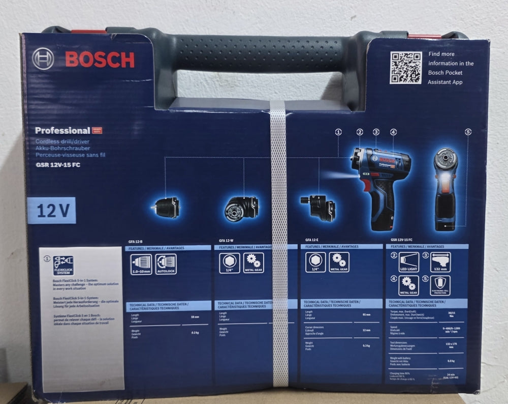 BOSCH 12V Akku-Bohrschrauber 'GSR 12V-15 FC' (2x2,0Ah) NEU