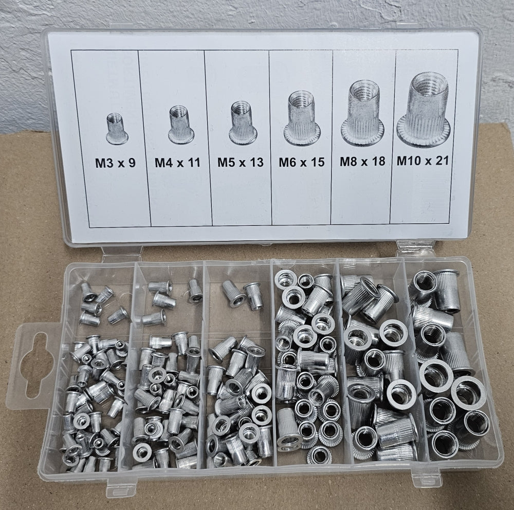 Aluminium Nietmuttern Sortiment (150-teilig, M3-M10)