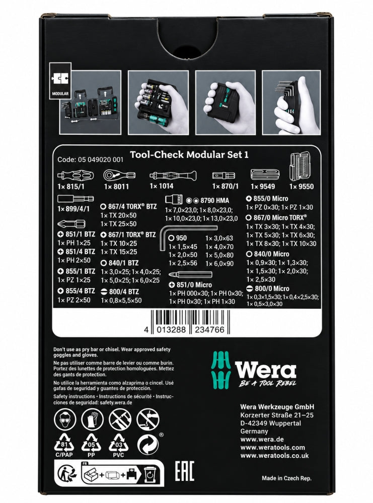 WERA Werkzeug-Satz 'Tool-Check Modular Set 1' mit Bits, Stecknüssen und Ratsche (51-teilig) 05049020