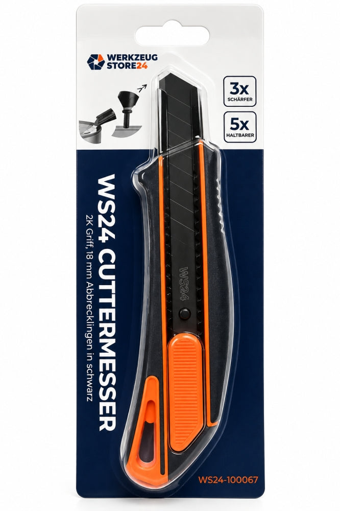 WS24 Cuttermesser (18mm, schwarze Klinge, 2K Griff)