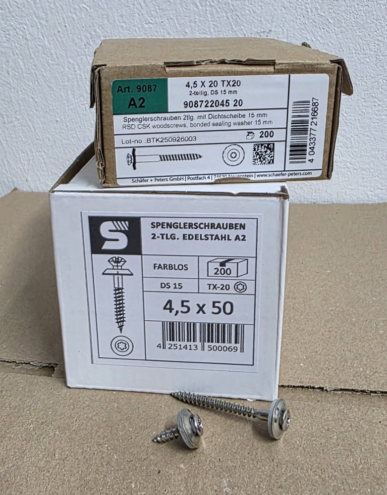 200x Spenglerschrauben Edelstahl A2 [Größe wählbar]