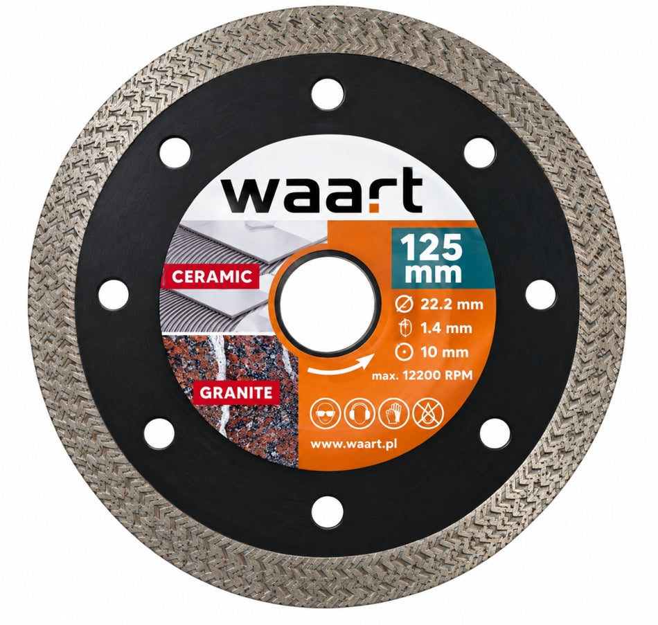 WAART Diamanttrennscheibe (Ø 125 x 1,4 x 22,23mm) für Fliesen Granit Feinsteinzeug